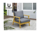 Livsip Outdoor Armchair Furniture Lounge Wooden Chair Patio Garden Sofa Set