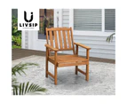 Livsip Outdoor Armchair Wooden Patio Furniture Chairs Garden Seat Brown