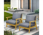 Livsip 2PCS Outdoor Armchair Furniture Lounge Wooden Chair Patio Garden Sofa Set