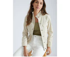 KATIES -  Long Sleeve Cotton Blend Casual Jacket - Stone