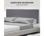 Linen Fabric Queen Bed Headboard Bedhead - Grey