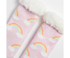 Girls Rainbow Sherpa Home Socks - Pink