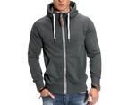 Hoodies for Men Long Sleeve Jackets Sports Full Zip Sweatshirts-Dark gray