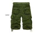 Men's Cargo Shorts Relaxed Fit Outdoor Multi-Pocket Cotton Shorts with No Belt-red