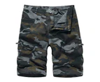 Men's Camo Cargo Shorts Relaxed Fit Multi Pocket Outdoor Cargo Shorts-Black camouflage
