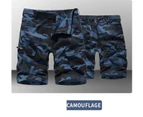 Men's Camo Cargo Shorts Relaxed Fit Multi Pocket Outdoor Cargo Shorts-black
