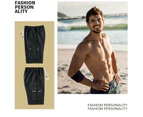 Men's Cargo Shorts Casual Cotton Multi-Pockets Elastic Waist Drawstring Shorts-black