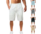 Men's Linen Shorts Casual Drawstring Summer Beach Shorts for Men-Khaki color