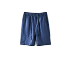 Men's Linen Shorts Casual Drawstring Summer Beach Shorts for Men-navy blue