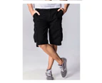 Men's Lightweight Multi Pocket Casual Outdoor Cargo Shorts with Zipper Pockets No Belt-black
