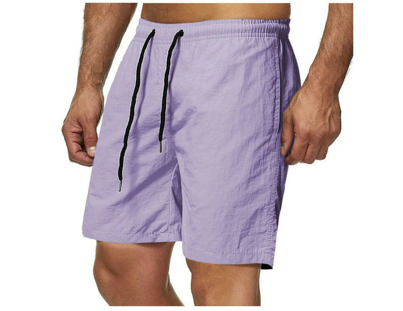 Men's Swim Trunks Quick Dry Beach Shorts with Pockets -Light purple