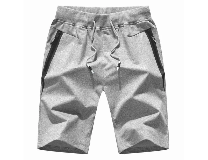 Men's Shorts Casual Classic Fit Drawstring Summer Beach Shorts with Pockets-light gray