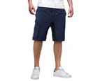 Men's Shorts Casual Classic Fit Drawstring Summer Beach Shorts with Elastic Waist and Pockets-navy blue