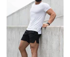 Men's Sweat Shorts Workout Gym Shorts Lounge Shorts with Zipper Pockets-Dark gray~
