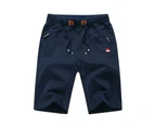 Men's Shorts Casual Drawstring Zipper Pockets Elastic Waist-K218 Dark Blue