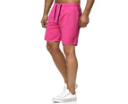 Men's Shorts Casual Elastic Waist Athletic Gym Summer Beach Shorts with Pockets-Watermelon Red