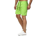 Men's Shorts Casual Elastic Waist Athletic Gym Summer Beach Shorts with Pockets-Fluorescent green