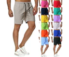 Men's Shorts Casual Elastic Waist Athletic Gym Summer Beach Shorts with Pockets-white