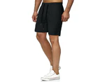 Men's Shorts Casual Elastic Waist Athletic Gym Summer Beach Shorts with Pockets-black