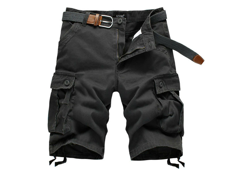 Men's Multi Pocket Cotton Cargo Shorts,Outdoor Shorts with Pockets(No Belt)-grey