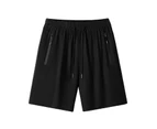 Men's Shorts Casual Fit Drawstring Summer Beach Shorts with Elastic Waist and Pockets-Pure black