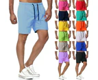 Men's Shorts Casual Elastic Waist Athletic Gym Summer Beach Shorts with Pockets-Mint Green