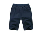 Men's Shorts Casual Drawstring Zipper Pockets Elastic Waist-K218 black