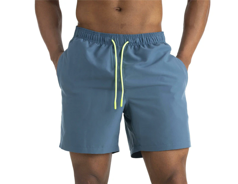 Men's Swim Trunks Quick Dry Beach Shorts with Pockets and Mesh Lining-Light navy blue