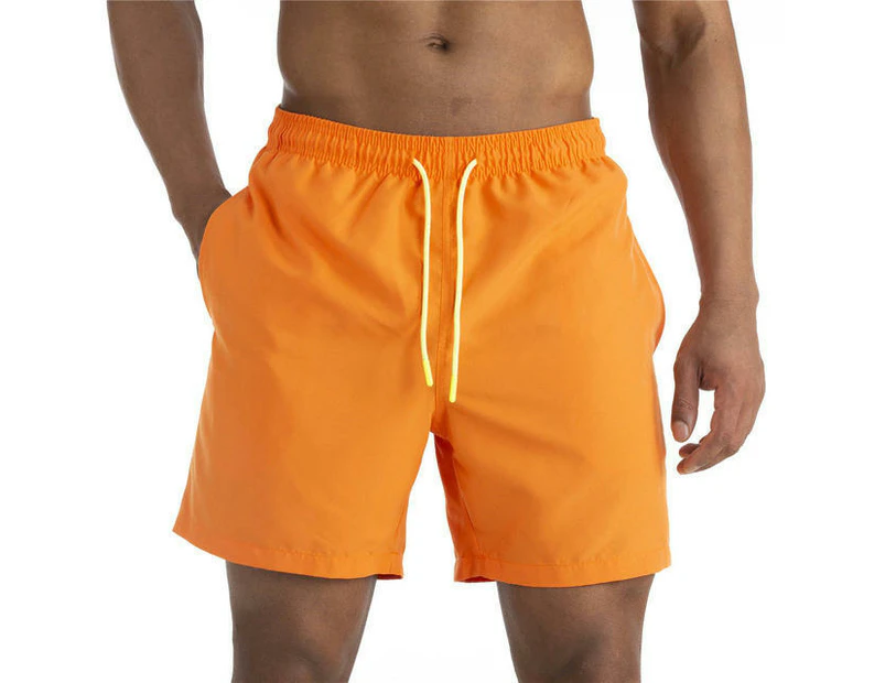 Men's Swim Trunks Quick Dry Beach Shorts with Pockets and Mesh Lining-yellow