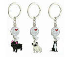 Cute KeyChain Metal Key Ring Charm Hanging Ornament for Women Girls Purse Handbags-White Bullfighting