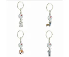 Cute KeyChain Metal Key Ring Charm Hanging Ornament for Women Girls Purse Handbags-White Bullfighting