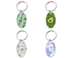 Stainless Steel Key Ring Round Keychain Flowers Keychain Pendant for Bag Charm Decor-Yh-10