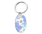 Stainless Steel Key Ring Round Keychain Flowers Keychain Pendant for Bag Charm Decor-Yh-9