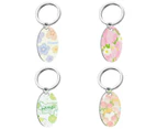 Stainless Steel Key Ring Round Keychain Flowers Keychain Pendant for Bag Charm Decor-Yh-7