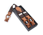 Leather Suspenders for Men | Suspenders for Men Heavy Duty |Adjustable Y-Back Suspender-Coffee