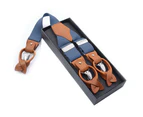 Leather Suspenders for Men | Suspenders for Men Heavy Duty |Adjustable Y-Back Suspender-blue