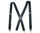 Adult Men's Elastic Suspenders X-Shape Men's Suspenders Adjustable Strong Clip Suspender-black