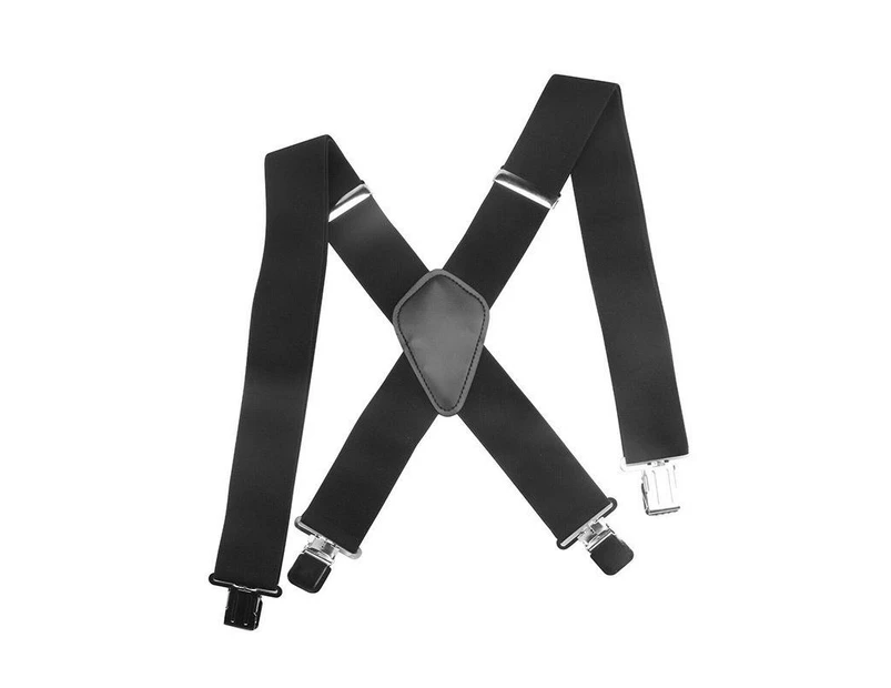Black Suspenders for Men Heavy Duty Work Suspender Adjustable X Back Braces Men Suspenders-Black