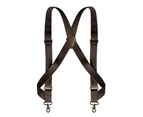 Adjustable Elastic X Back Style Suspenders Mens Suspenders Side Clip Suspenders with Swivel Hooks-coffee