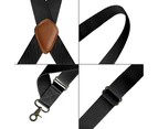 Adjustable Elastic X Back Style Suspenders Mens Suspenders Side Clip Suspenders with Swivel Hooks-coffee