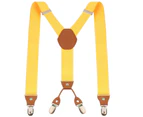 Men Y-back Suspender- Elastic Adjustable Suspenders with 4 Sturdy Clips Suspenders for Men-yellow