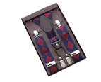 Men Utility Suspenders Adjustable Elastic - Heavy Duty X Shape Strong Clip Suspender-Navy red