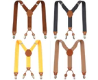 Men Y-back Suspender- Elastic Adjustable Suspenders with 4 Sturdy Clips Suspenders for Men-navy blue