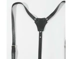 Leather Suspenders for Men Genuine Leather Heavy Duty Suspenders Adjustable Suspender-black