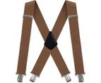 Men's Suspender Trousers Braces with Strong 4 Clips Heavy Duty for Men X Style Adjustable Suspenders-Twill navy blue