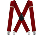Men's Suspender Trousers Braces with Strong 4 Clips Heavy Duty for Men X Style Adjustable Suspenders-Print 1