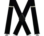 Men's Suspender Trousers Braces with Strong 4 Clips Heavy Duty for Men X Style Adjustable Suspenders-Twill Dark Grey