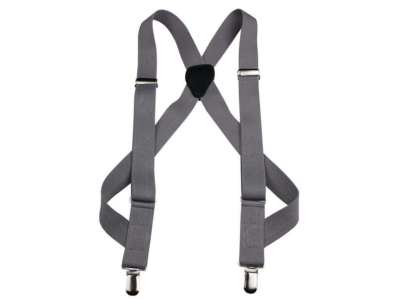 Men Side Clip Suspenders Work Suspenders Trucker Style Suspenders Adjustable and Elastic Braces-Light gray