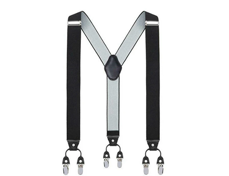 Men Adjustable Elastic Suspenders - Heavy Duty Y-back 6 Strong Clips Suspender Suspenders for Men-Color 1