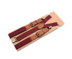 Men And Women Suspenders Adjustable and Elastic Braces Y Shape with Strong Clips-Red
